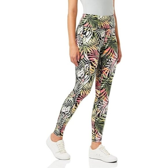 DKNY Athletic Pants S Midweight Sport Compression Legging Tropical Activewear - Picture 1 of 9